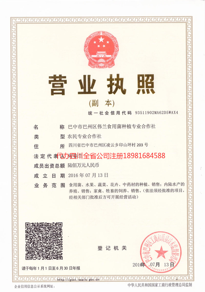 福安福安伟兰食用菌种植专业合作社